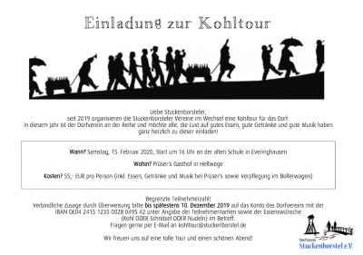 Einladung zur Kohltour Dorfverein Stuckenborstel e.V.